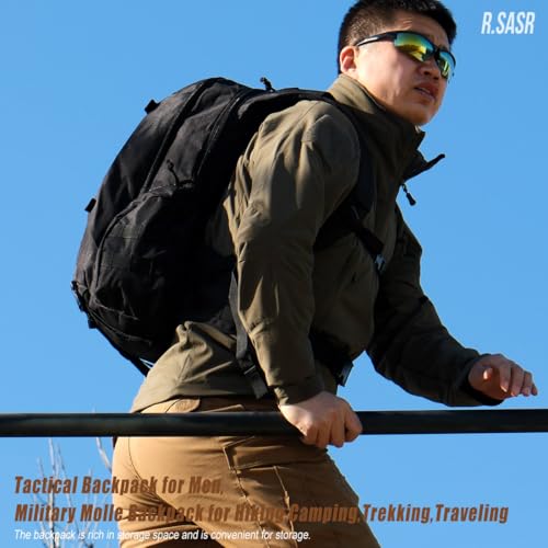 R.SASR 35L motorcycle backpack, black tactical backpack, Military Backpack (2.0 black)