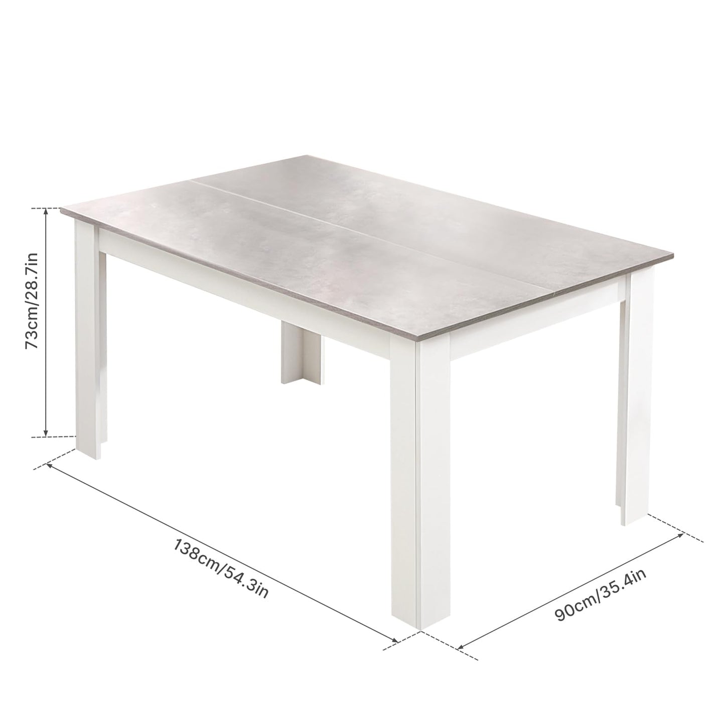 Mondeer Dining Table and Chairs Set 6, 7 Pieces Kitchen Table Set with High Back Faux Leather Chair for Dining Room Kitchen Rectangular Modern (Grey Table White Chairs)