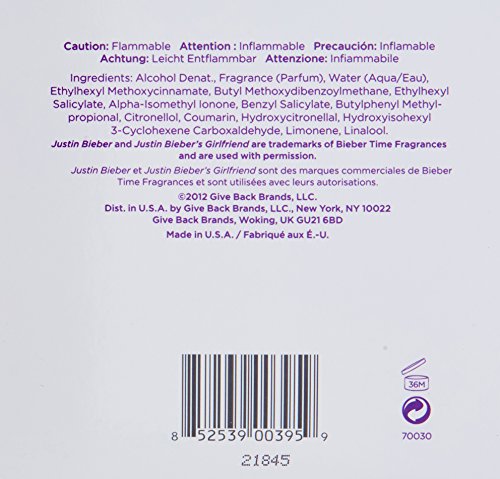Girlfriend Justin Bieber Eau De Pafum Spray 3.4oz