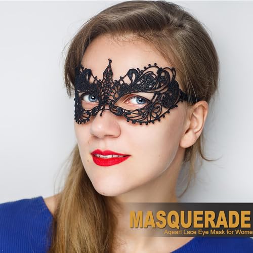 Aqearl Masquerade Mask for Women Lace Eye Mask Venetian Halloween Mask for Costume Party Prom Ball