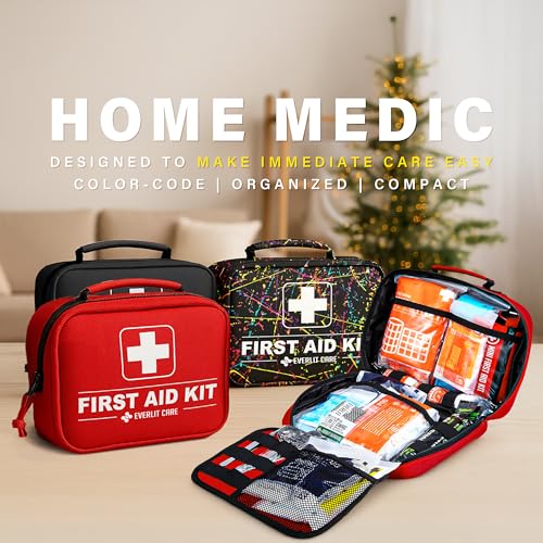 EVERLIT CARE 380 Pcs First Aid Kit for College Student, All-Purpose Medicine Kit for Cuts, Scrapes, Burns, Emergency Prepa...