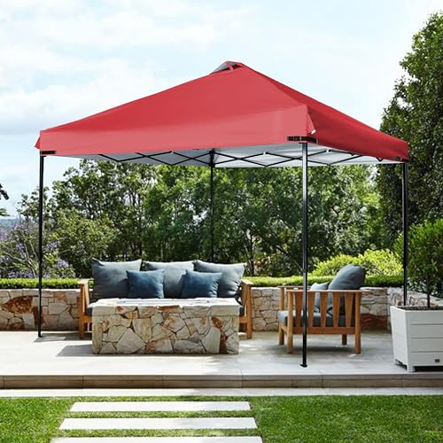 2PCS Canopy Replacement Top Silver Coated with Air Vent Upgraded Adjustable Straps for Most 10x10 Straight Leg Frame (Red)