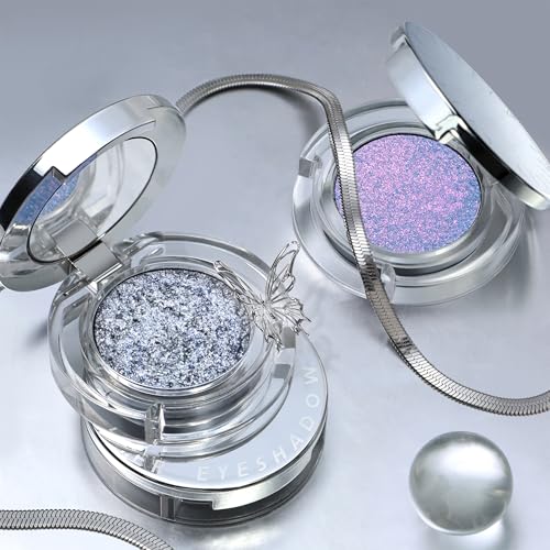 HOSAILY Chameleon Purple Blue Glitter Eyeshadow, Multichrome Color Shifting Single Eyeshadow, Holographic Sparkling Inner ...