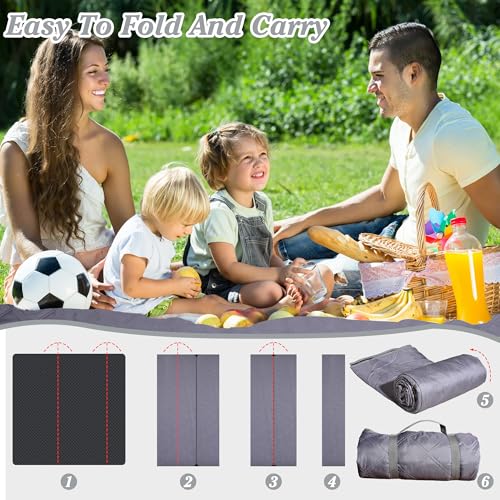 ALLBFENG Waterproof Picnic Blanket 80 * 60 in Portable with Carry Strap for Beach Mat or Family Outdoor Camping Party, Par...