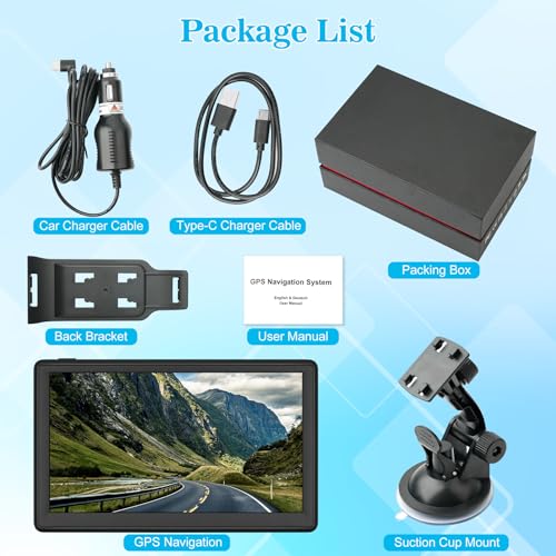 7 Inch GPS Navigator for Car, GPS Navigation System for Truck Commercial Drivers with 2025 US/CA/MX Offline Map Free Updat...
