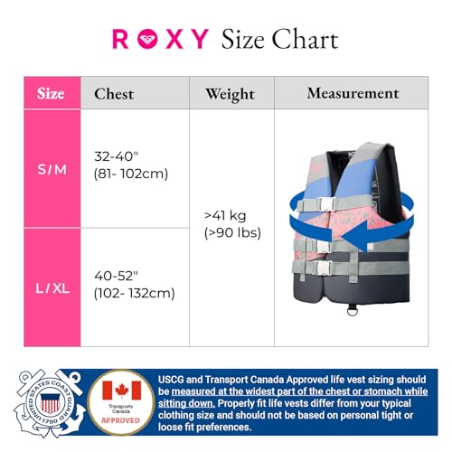 ROXY Women’s Life Vest, USCG Approved Type III PFD, Light-Weight EPE Foam Life Jacket for Fishing, Boating and Kayaking Wa...