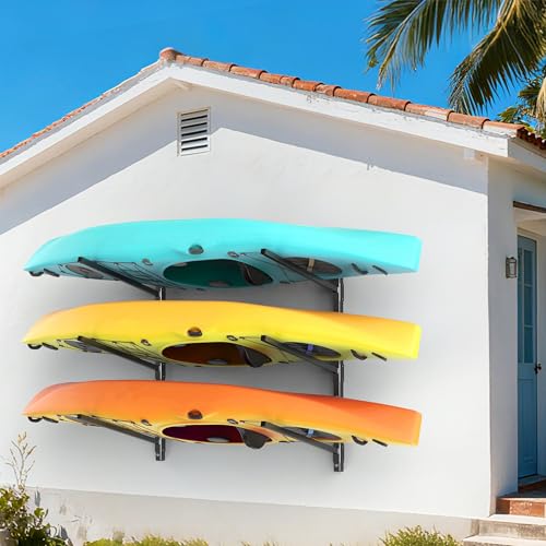WALMANN Heavy Duty Wall Mounted Kayak Storage Rack for Garage, Adjustable Kayak Hangers for Wall, Holds Up to 220 lbs