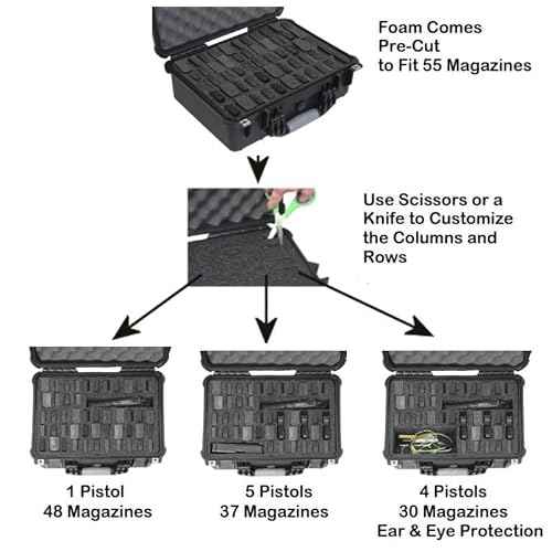 Case Club 55 Pistol Magazine Case, Protective Hard Case, Waterproof & Crushproof, Pressure Valve, Folding Handles & Lockable, Airline Approved