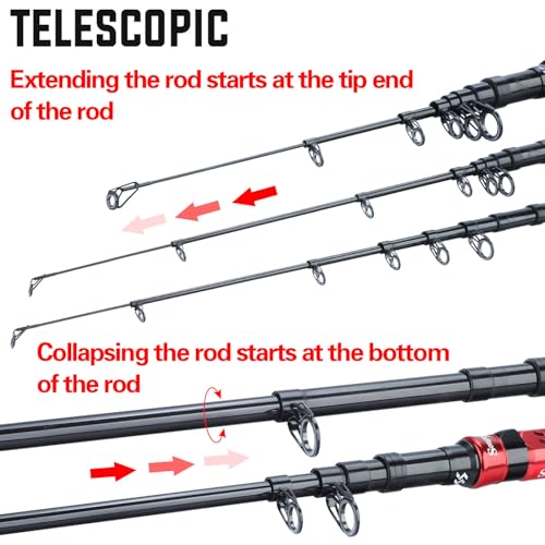 Sougayilang Portable Telescopic Fishing Rod with Carbon Fiber Material and Precision Carved Reel Seat - Suitable for Saltw...