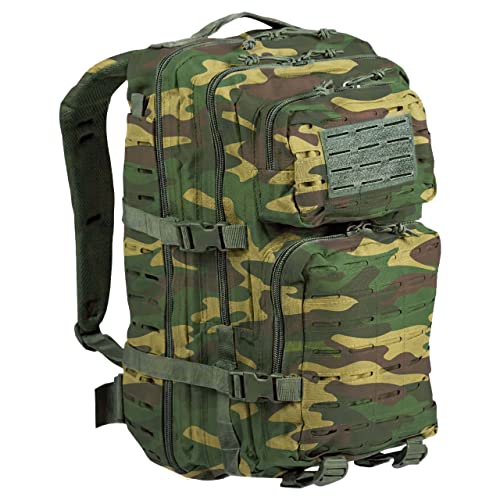 BaHoki Essentials Large Size Tactical Backpack - Military Rucksack with Molle Bags - Ventilated Mesh Adjustable Bag (Woodl...