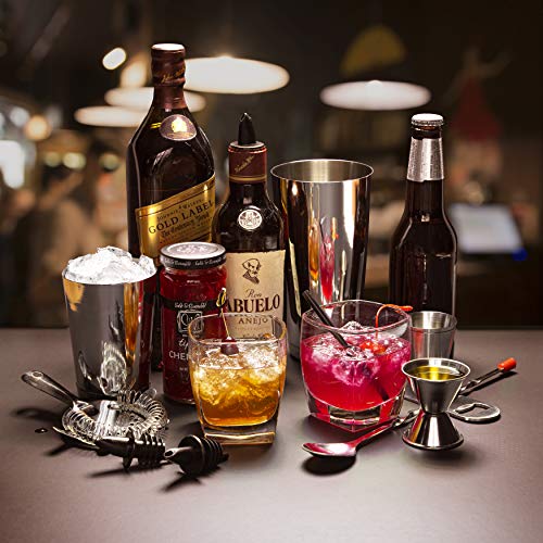 JoyTable Bar Set Cocktail Shaker Set, Stainless Steel Mixology Bartender Kit, 28PC Cocktail Kit, Silver Cocktail Set, Bar ...