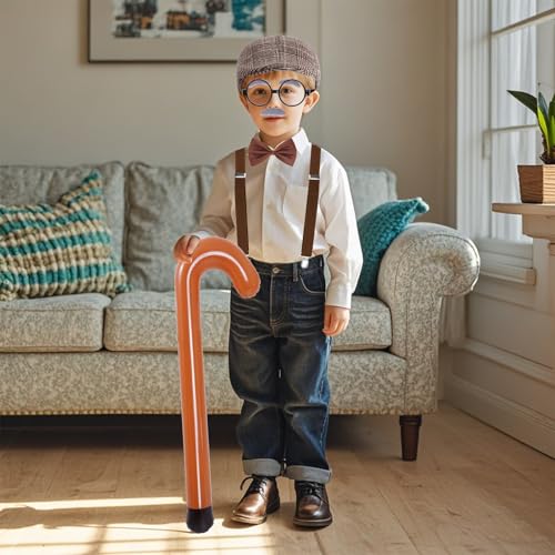 7 PCS 100 Day of School Costume Old Man Costume Grandpa Costume Accessories Set 1920s Old Man Costume Set with Hat