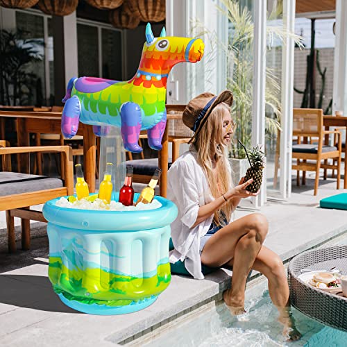 PARENTSWELL 47.5'' Drink Cooler for Parties, 2 Pack Inflatable Cactus Ice Bucket for BBQ, Bachelorette Supplies, Pool Part...
