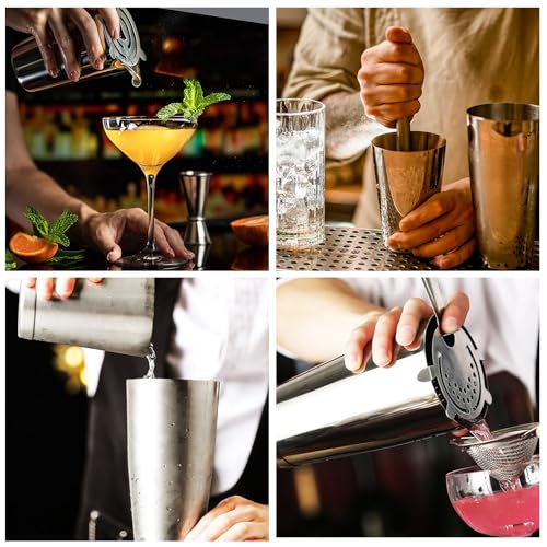 Hyuetrsa 6 Pcs Cocktail Shakers Professional Bar Shaker Boston Shaker Set Martini Shakers Drink Mixer Shake for Drink Mixi...