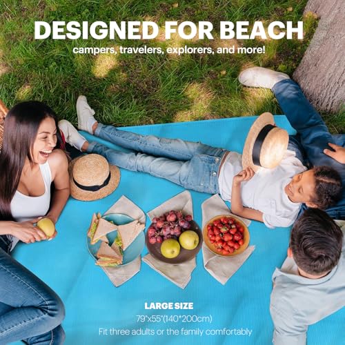 Beach Blanket Sandproof Waterproof, Beach Essentials Extra Large Beach Mat, 79" X 55" Oversized Durable Outdoor Picnic Mat...