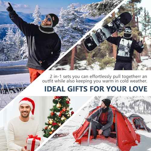 FZ FANTASTIC ZONE Mens Womens Winter Beanie Hat Scarf Set Warm Knit Thick Fleece Lined Skull Cap Neck Warmer for Men Women