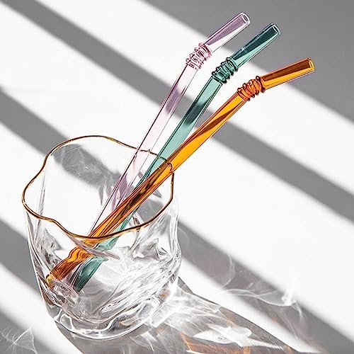 Drinking Straw 1PC Reusable Glass Straws Colorful Drinking Straw Heat Resistant Glass Straw Glass Tube Bar Drinkware Home ...
