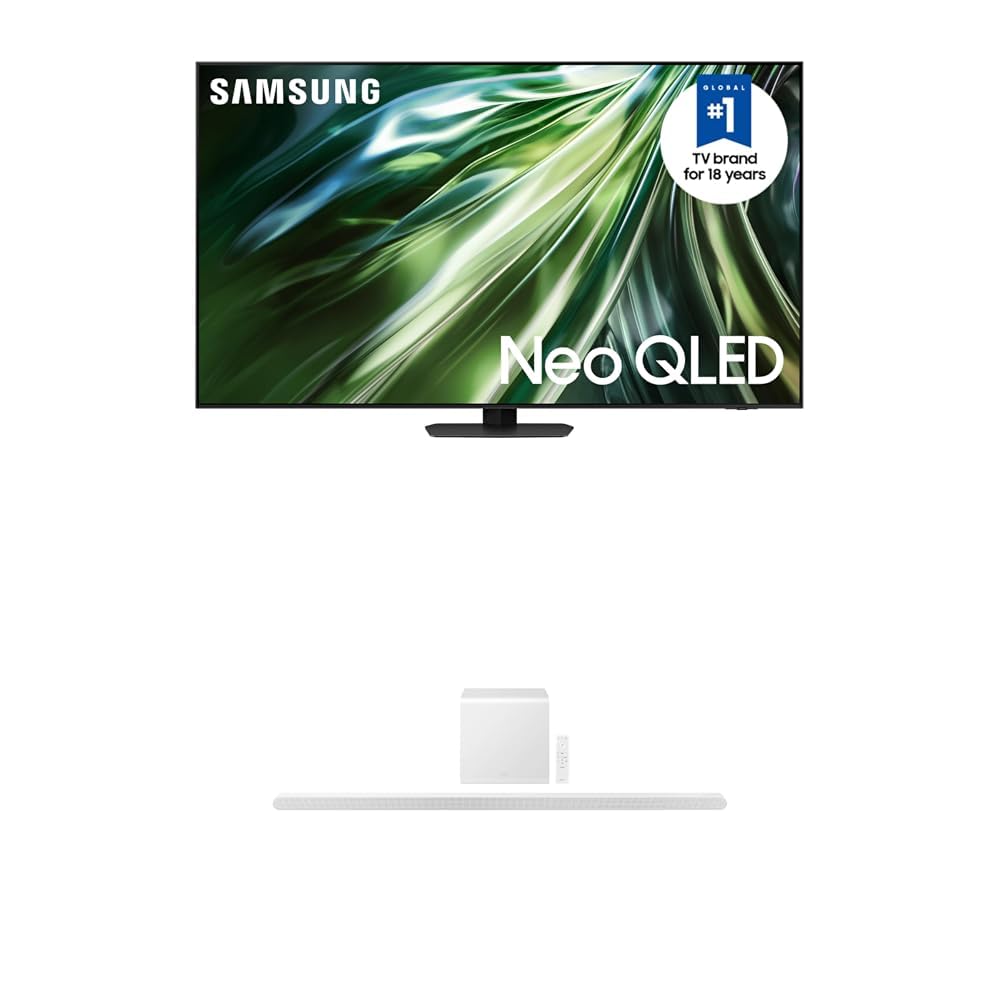 SAMSUNG 98-Inch Class QLED 4K QN90D Series Neo Quantum HDR+ Smart TV w/Dolby Atmos, (QN98QN90D, 2024 Model) S801D 3.1.2ch Soundbar w/Wireless Dolby Atmos Audio, HW-S801D/ZA