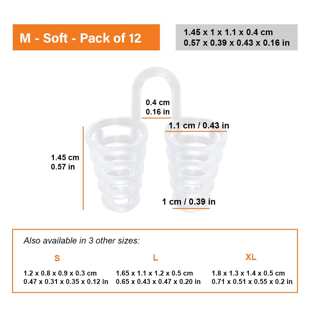 Nose Vent Sinus Relief (Pack of 12 Medium Size) Soft Cone Vents - A Simple Solution for Nasal Snorers - Reusable Snoring Device to Enjoy a Peaceful Night's Sleep - by Mobi Lock