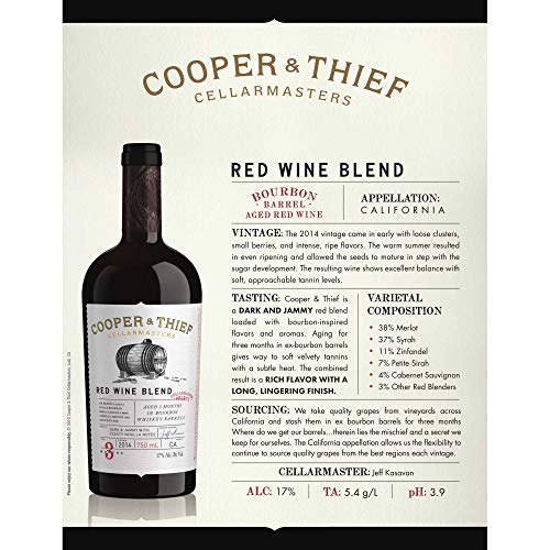 Cooper and Thief Bourbon Barrel Aged Red Blend Red Wine, 750 mL Bottle