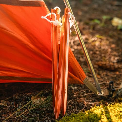 Coghlan's Ultralight Tent Stakes 9 Inch – 4 Pack - Lightweight Aluminum Pegs with Easy Pull Nylon Cord for Camping, Hikin...
