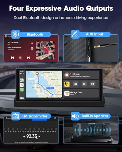 【Exclusive Bracket】 10.26" Apple Carplay Screen for Car Wireless Apple Car Play & Android Auto with Backup Camera GPS Navi...