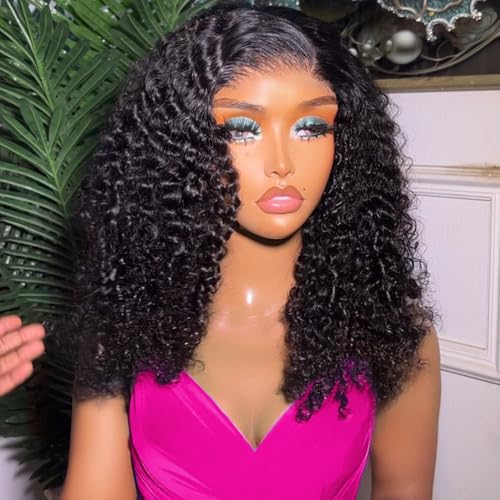 5x8 Bob Wig Human Hair Glueless Wigs Human Hair Pre Plucked Pre Cut Deep Wave HD Lace Closure Wigs Human Hair 210% Density Wear And Go Glueless Wig (16inch)