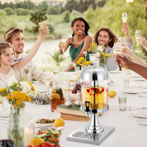 2.1 Gallons Beverage Dispenser - Drink Dispenser Glass Drink Container with Stainless Steel Spigot & Stand | Leak-Proof fo...