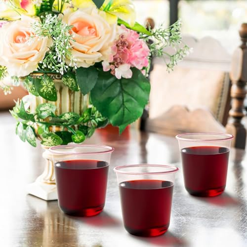 Jycnolm 50 Pcs Pink Plastic Cups, 12 Oz Disposable Stemless Wine Glasses Cocktail Pink Party Cups for Meeting, Wedding, Bi...