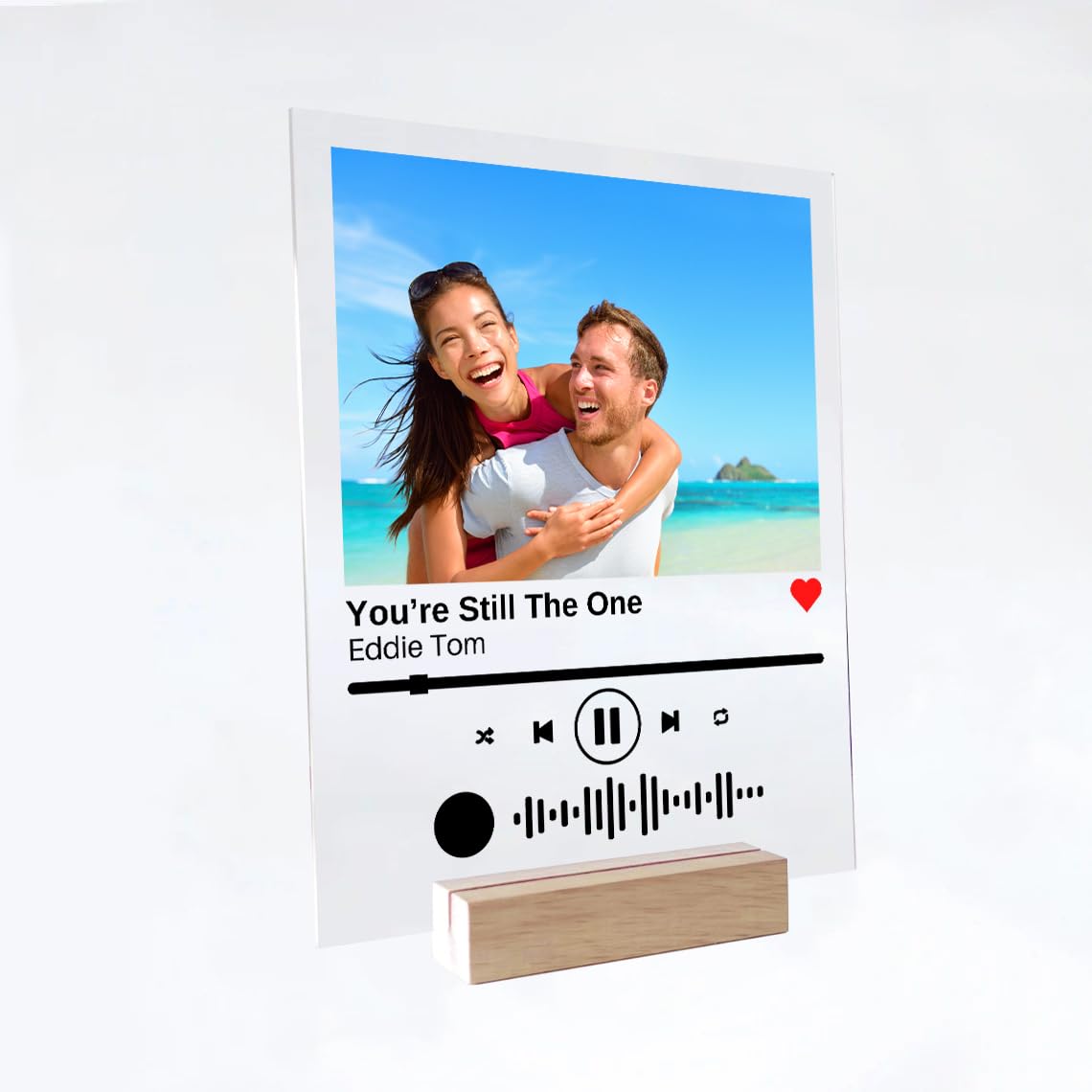 SAME DAY SHIP Custom Song Plaque with Wooden, Acrylic, Led Light Stand - Acrylic Plaque Couple Gift with Code and Text, Last minute gift, Couples Gift, Gifts for Wife Husband Valentines day gifts