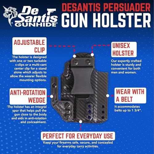 DESANTIS Persuader Gun Holster, Versatile IWB Holster with Sleek Carbon Fiber Finish, Fits Springfield Hellcat and Hellcat OSP, Unisex Holster, Right Hand-Draw, Black