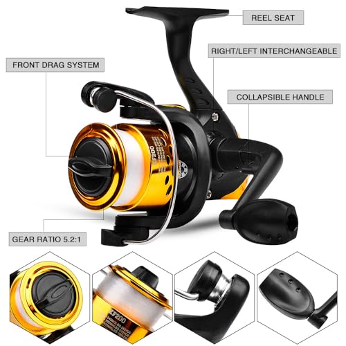 1pc Fishing Reel Gear Ratio 5, 2:1 Spinning Reel with Fishing Line Portable Angling Supplies