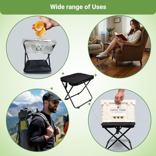 Collapsible Stool,Upgraded13 inch Portable Camping Chair,1.3 lbs Ultralight Folding Stool,Camping Stool with Carry Bag,300...