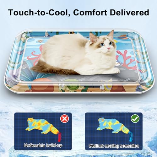 Baoyemes Marine Life Themed Cat Play Mat, Thickened Water Sensor Play Mat for Cats, Water Sensor Play Mat with Fish, Pet W...