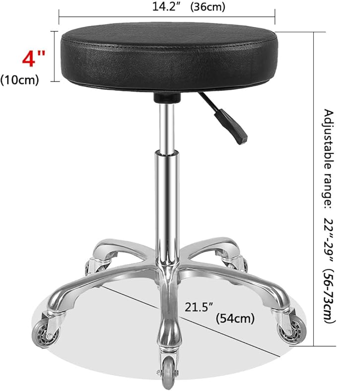 Ainilaily Rolling Stool with Wheels, Heavy Duty Hydraulic Massage Stool for Shop Guitar Lab Tattoo Workbench Medical, Adjustable Swivel Chair (Black)