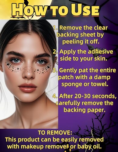 6PCS Halloween Spider Glitter Freckles Face Tattoo, Halloween Makeup Patches for Face Rave Costume Accessories (Spider Kiss)