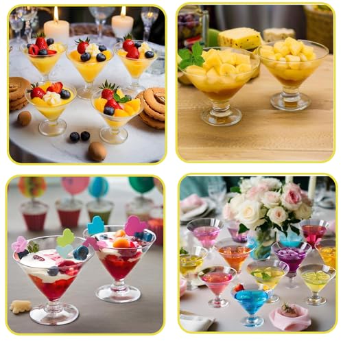 25 Pack Disposable Plastic Martini Glasses 5oz, Sturdy Mini Cocktail Cups for Champagne, Wine, Ice Cream, Unbreakable Clea...