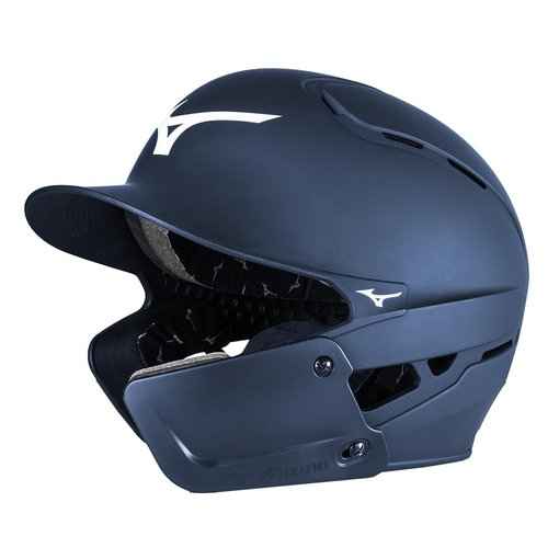 Bundle of Mizuno B19 BT Solid Baseball Batting Helmet Small + Mizuno Batters Face Protector, Navy, Right Hand Batter