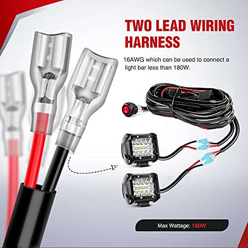 Nilight - 10009W - NI-WA05 LED Light Bar Wiring Harness Kit 12V On off Switch Power Relay Blade Fuse for Off Road LED Work...