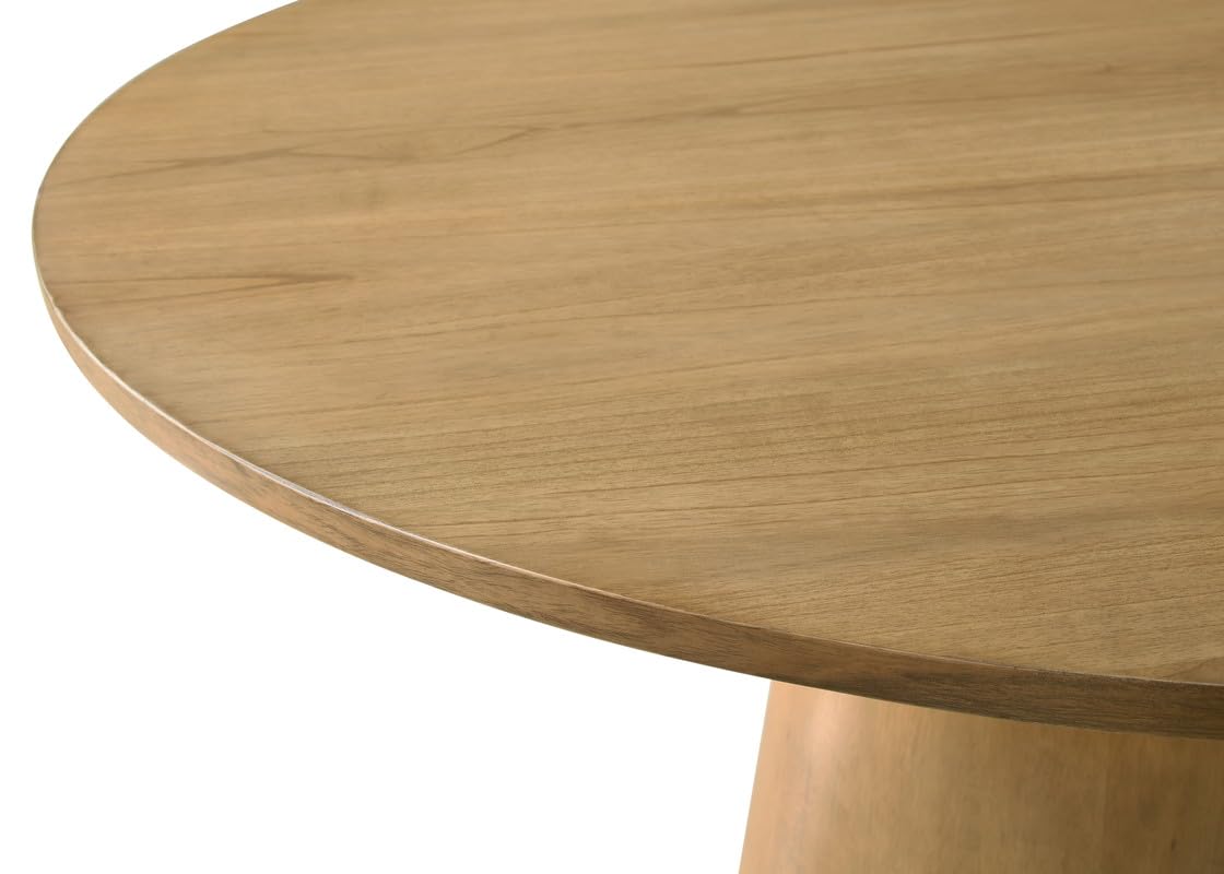 Lilola Living Jasper Driftwood Finish 5 Piece 47 Contemporary Round Dining Table Set With Pedestal Base And Black Finish Chairs