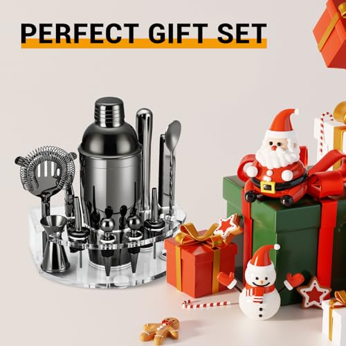 Bartender Kit Cocktail Shaker Set, Stainless Steel Cocktail Kit with 12 Piece Bar Accessories, 25oz Shaker Bar Set Drink M...