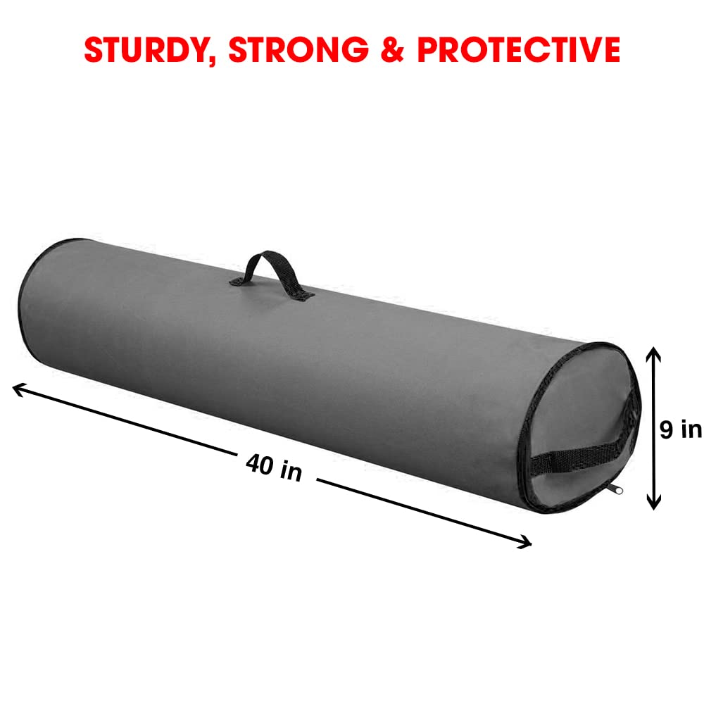Primode Wrapping Paper Storage Bag | Wrapping Paper Organizer Under Bed for Storing Multiple Rolls of Gift Wrap, 40” Length Container Constructed of Durable 600D Oxford Material (Gray)