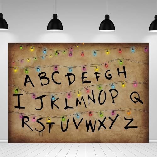 Colourful Light String Rustic Alphabet Backdrop for Halloween Birthday Party Decor Cake Table Banner Photo Booth Props Sup...
