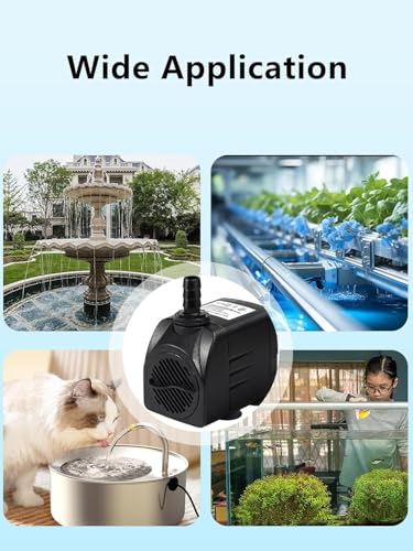 Fountain Pump, 220GPH Submersible Water Pump Outdoor, Ultra Quiet Water Fountain Pump for Pond Waterfall, Fish Tank, Aquar...