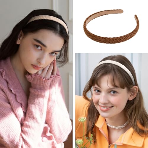 AIBFRID Headbands for Women Thin Knitted Hairbands Fashion Non Slip Headband for Women's Hair Cute Solid Colors Hair Acces...