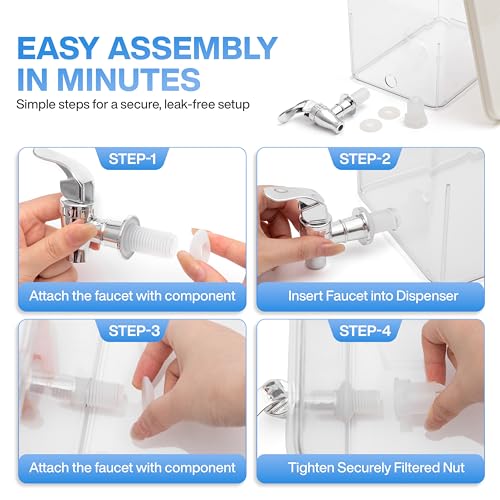 Drink Dispenser for Fridge (2 Pack) 2 Gallon Beverage Cube Dispenser with Spigot, Stackable, Leak-Proof Plastic Juice, Sod...