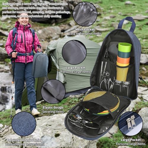 Berglander Camping Essentials, Camping Cooking Utensils Set, Camping Accessories Gear Must Haves, Come with Camping Silver...