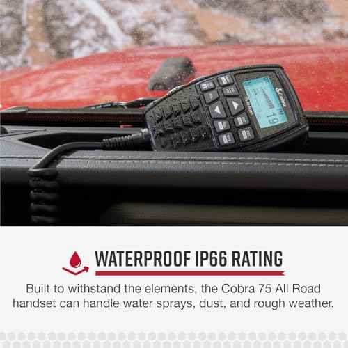 Cobra 75 All Road CB Radio Wireless Microphone with Bluetooth Connectivity - AM/FM, Waterproof, Pack of 1