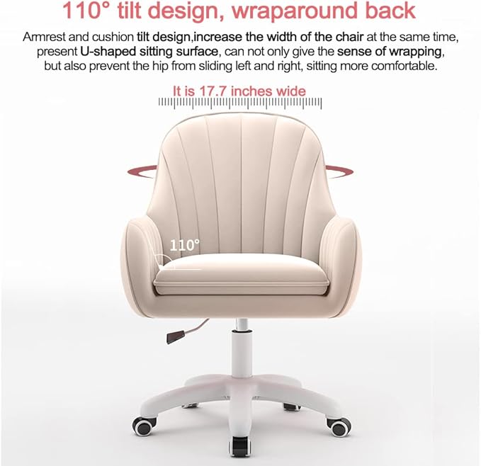 XUEGW Home Office Chair Computer Chair with Mid-Back Upholstered Modern Tufted Computer Task Chair Swivel Height Adjustable Velvet Accent Chair.