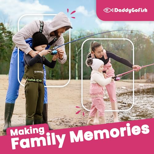 DaddyGoFish Kids Fishing Pole - Rod Reel Combo Tackle Box Starter Set - First Year Small Gear Kit for Boys Girls Toddler Y...